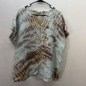 River + Sky Ombre Tie Dye 100% Organic Cotton Tunic Top Made USA Size M Raw Hems